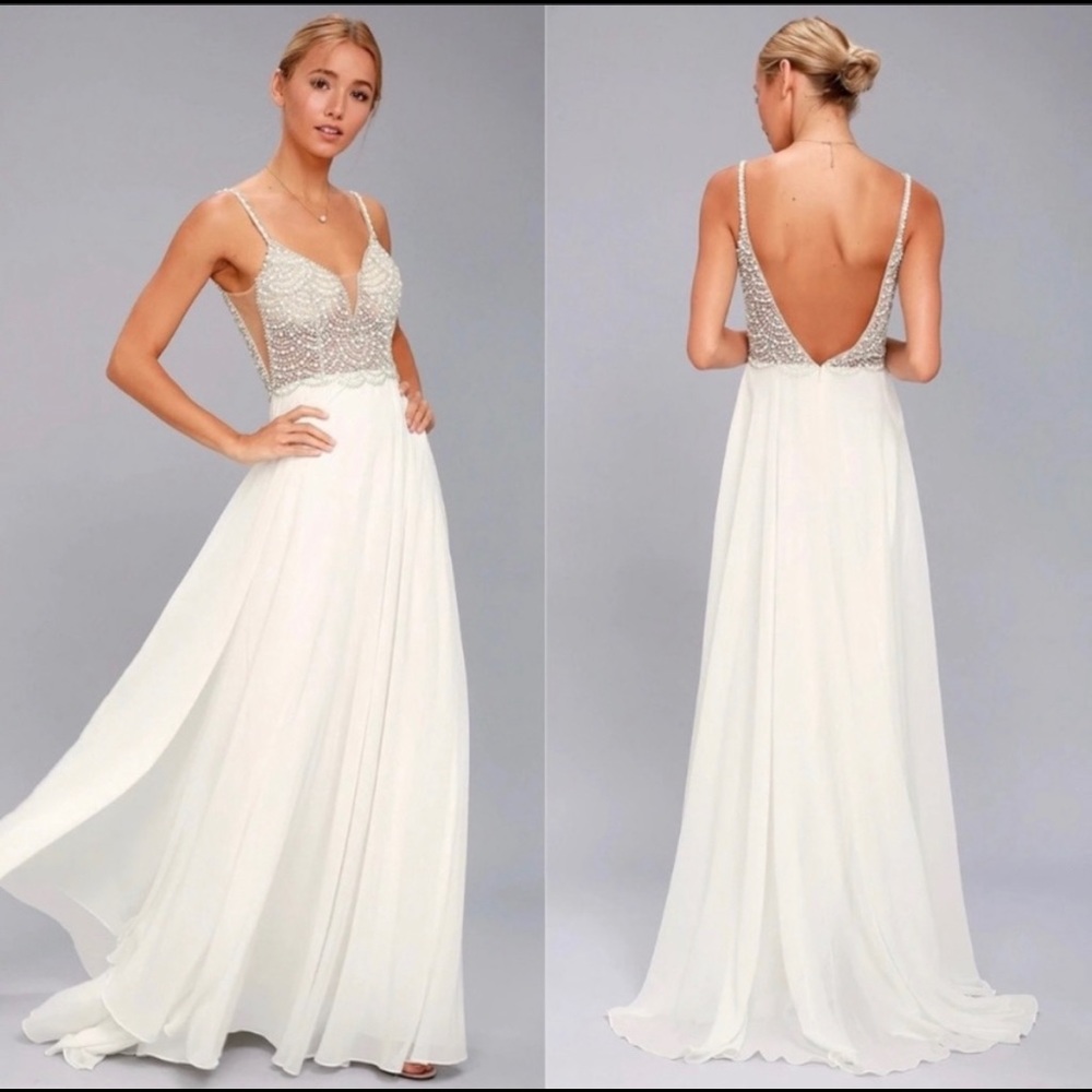 White True Love Beaded Rhinestone Wedding Gown 🌿 - Picture 3 of 13